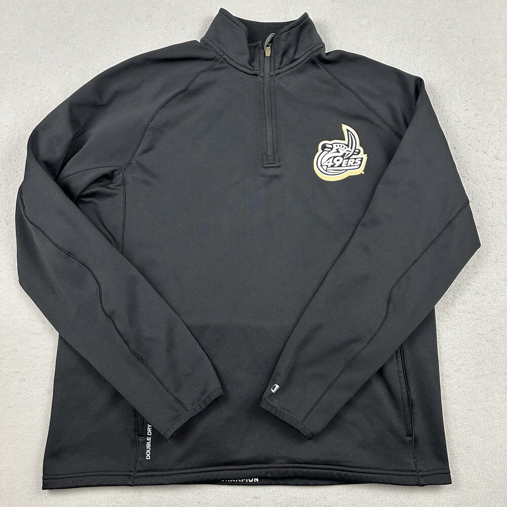 UNC Charlotte 49ers Sweater Men Large Black Championi 1/4 Zip Pullover NCAA L
